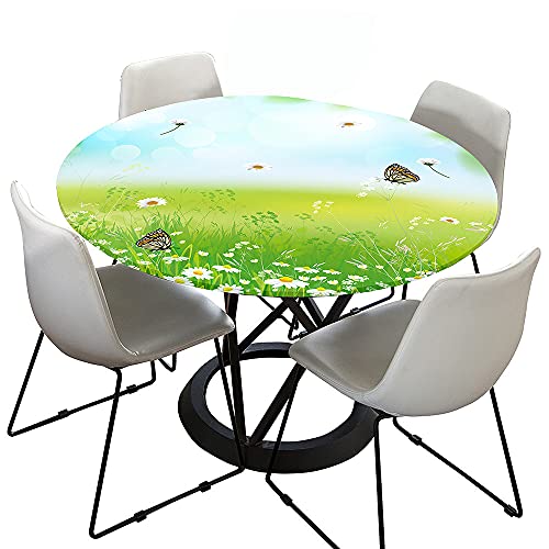 Morbuy Rund Tischdecke, 3D Blume Drucken Tischdecken Wasserdicht Lotuseffekt Abwaschbar Abwischbar Tischtuch für Dekoration Küchentisch Garten Outdoor (Durchmesser 90cm,Schmetterling) von Morbuy