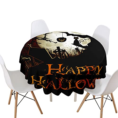 Morbuy Rund Tischdecke, Halloween Rund Tischdecken Wasserdicht Lotuseffekt Abwischbar Abwaschbar Tischtuch für Dekoration Küchentisch Garten Outdoor (Durchmesser 160cm,Friedhof) von Morbuy