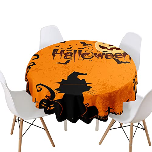 Morbuy Rund Tischdecke, Halloween Rund Tischdecken Wasserdicht Lotuseffekt Abwischbar Abwaschbar Tischtuch für Dekoration Küchentisch Garten Outdoor (Durchmesser 160cm,Kätzchen) von Morbuy