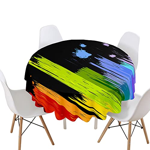 Morbuy Rund Tischdecke, Regenbogen Drucken Rund Tischdecken Wasserdicht Lotuseffekt Abwischbar Abwaschbar Tischtuch für Dekoration Küchentisch Garten Outdoor (Durchmesser 160cm,Gemälde) von Morbuy