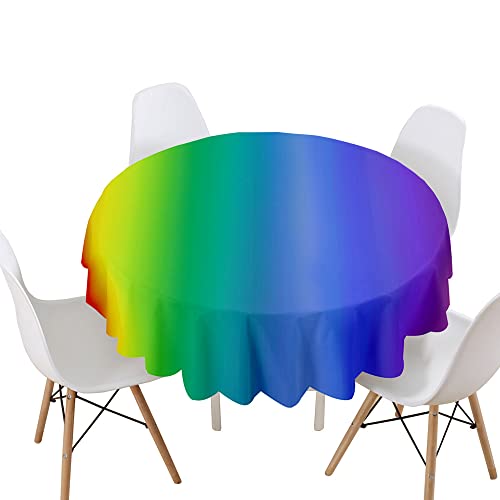 Morbuy Rund Tischdecke, Regenbogen Drucken Rund Tischdecken Wasserdicht Lotuseffekt Abwischbar Abwaschbar Tischtuch für Dekoration Küchentisch Garten Outdoor (Durchmesser 130cm,Gradient) von Morbuy