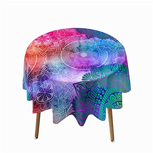 Morbuy Rund Tischdecke Abwaschbar, 3D Mandala Drucken Rund Tischdecken Wasserdicht Lotuseffekt Abwischbar Tischtuch für Dekoration Küchentisch Garten Outdoor (Durchmesser 200cm,Gradient) von Morbuy