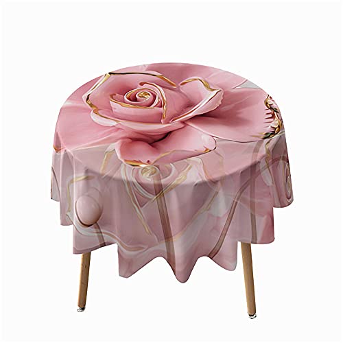 Morbuy Rund Tischdecke Abwaschbar, 3D Rosen Drucken Rund Tischdecken Wasserdicht Lotuseffekt Abwischbar Tischtuch für Dekoration Küchentisch Garten Outdoor (Durchmesser 150cm,Pinke Rose) von Morbuy