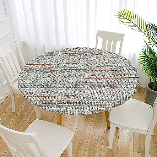 Morbuy Rund Tischdecke Elastisch, Graffiti Rund Tischdecken Wasserdicht Lotuseffekt Abwaschbar Abwischbar Tischtuch für Garten Outdoor Küchentisch (Für Tisch 110-120 cm,Taupe) von Morbuy