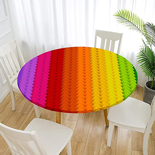 Morbuy Rund Tischdecke Elastisch, Lotuseffekt Abwischbar Rund Tischdecken Mehrfarbig Tischtuch für Küchen Garten Outdoor (Durchmesser 110cm,Geometrie) von Morbuy