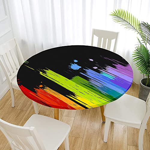 Morbuy Rund Tischdecke Elastisch, Lotuseffekt Abwischbar Rund Tischdecken Mehrfarbig Tischtuch für Küchen Garten Outdoor (Durchmesser 130cm,Aquarell) von Morbuy