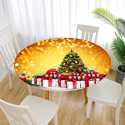 Morbuy Rund Tischdecke Elastisch, Lotuseffekt Abwischbar Rund Tischdecken Weihnachten Tischtuch für Küchen Garten Outdoor (Für Tisch 100-110 cm von Morbuy