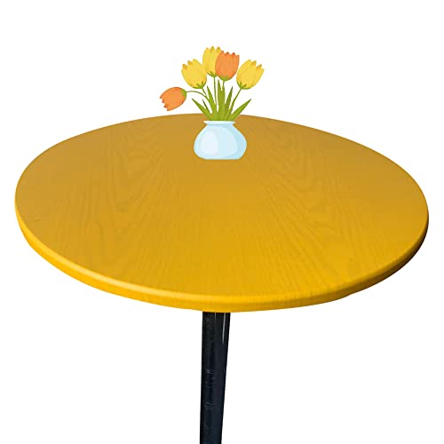 Morbuy Rund Tischdecke Elastisch, Rund Tischdecken Wasserdicht Schmutzabweisend Abwischbar Einfarbig Tischtuch für Dekoration Küchentisch Garten Kaffee Restaurant (120cm,Gelb) von Morbuy