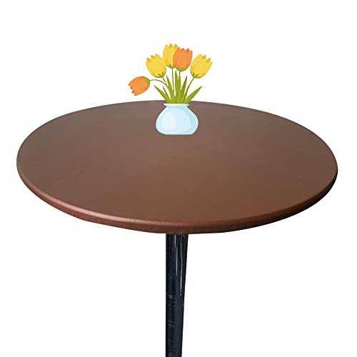 Morbuy Rund Tischdecke Elastisch, Rund Tischdecken Wasserdicht Schmutzabweisend Abwischbar Einfarbig Tischtuch für Dekoration Küchentisch Garten Kaffee Restaurant (60cm,Kaffee) von Morbuy