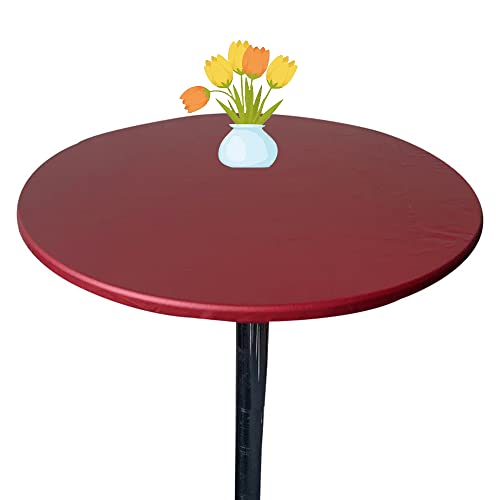 Morbuy Rund Tischdecke Elastisch, Rund Tischdecken Wasserdicht Schmutzabweisend Abwischbar Einfarbig Tischtuch für Dekoration Küchentisch Garten Kaffee Restaurant (60cm,Rot) von Morbuy