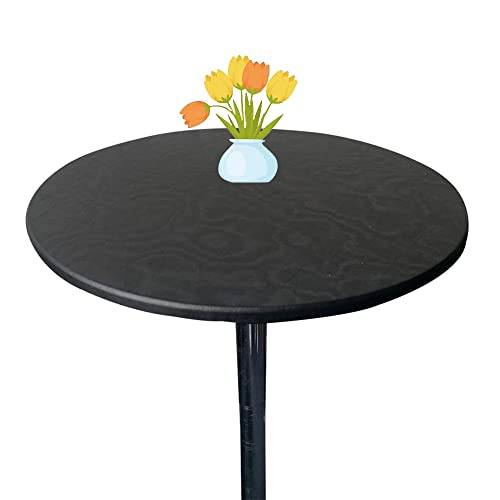 Morbuy Rund Tischdecke Elastisch, Rund Tischdecken Wasserdicht Schmutzabweisend Abwischbar Einfarbig Tischtuch für Dekoration Küchentisch Garten Kaffee Restaurant (60cm,Schwarz) von Morbuy