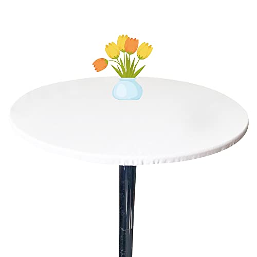 Morbuy Rund Tischdecke Elastisch, Rund Tischdecken Wasserdicht Schmutzabweisend Abwischbar Einfarbig Tischtuch für Dekoration Küchentisch Garten Kaffee Restaurant (60cm,Weiß) von Morbuy