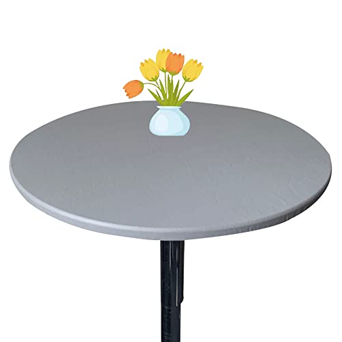 Morbuy Rund Tischdecke Elastisch, Rund Tischdecken Wasserdicht Schmutzabweisend Abwischbar Einfarbig Tischtuch für Dekoration Küchentisch Garten Kaffee Restaurant (70cm,Grau) von Morbuy