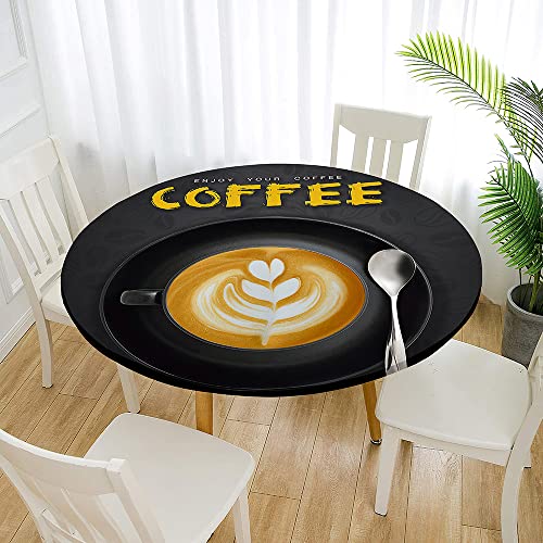 Morbuy Rund Tischdecke Outdoor Elastisch, Kaffee Café Tischdecken Wasserdicht Lotuseffekt Abwaschbar Abwischbar Tischtuch für Küchentisch Garten Draussen Dekoration (90cm,Schwarz) von Morbuy