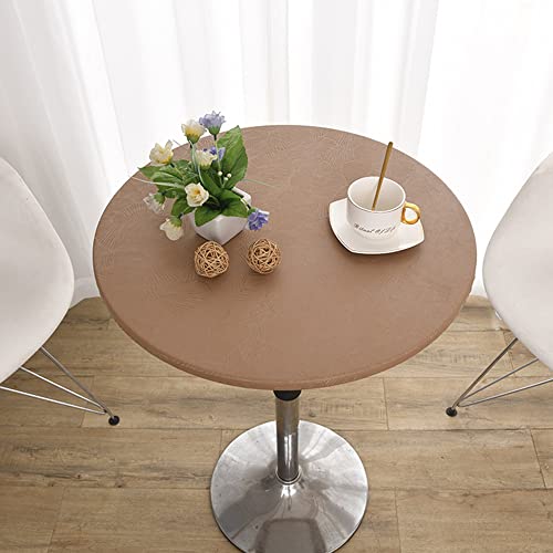 Morbuy Rund Tischdecke Wachstuch Elastisch, Gartentischdecke Wasserdicht Schmutzabweisend Abwischbar Nordisch Blatt Tischtuch für Dekoration Küchentisch Kaffee Restaurant Garten (120cm,Kaffee) von Morbuy