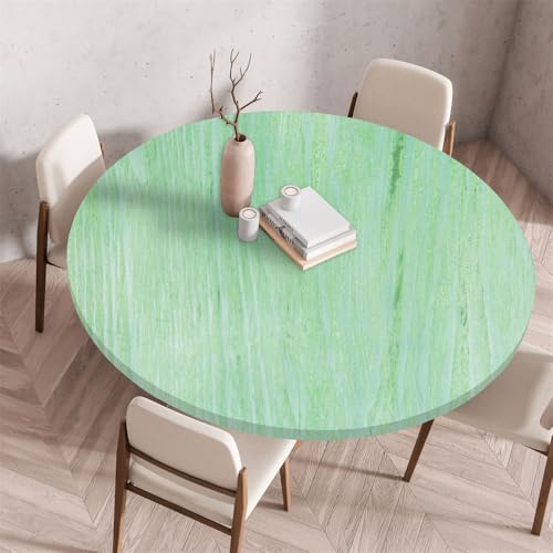 Morbuy Rund Tischdecke Wachstuch Elastisch, Klassisch Holzdruck Wasserdicht Schmutzabweisend Abwischbar Tischtuch für Dekoration Küchentisch Kaffee Restaurant Garten (120cm,Grün) von Morbuy