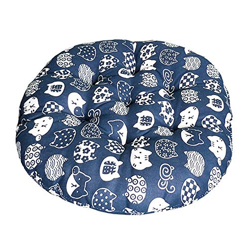 Morbuy Runde Form Stuhlkissen, 100% Baumwolle Dicke Polsterung Sitzkissen für Gartenstuhl, Küche oder Esszimmerstuhl - Bequeme Atmungsaktiv Indoor Outdoor Stuhlauflage (40 * 40,Blaue Katze) von Morbuy