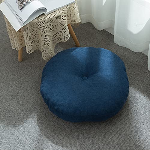 Morbuy Runde Form Stuhlkissen, Baumwolle Leinen Dicke Polsterung Sitzkissen für Gartenstuhl Bequeme Atmungsaktiv Indoor Outdoor Stuhlauflage (47cm,Navy blau) von Morbuy