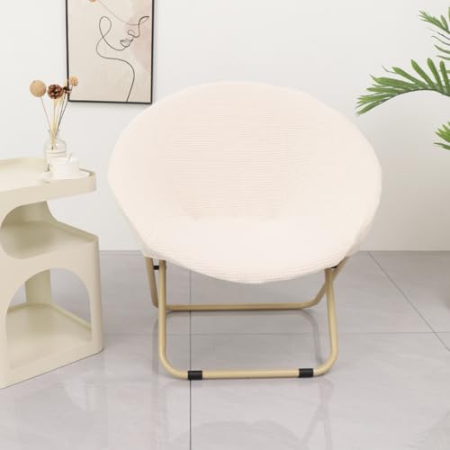 Morbuy Runde Untertasse Stuhl Abdeckung, Stretch Papasansessel Deckt Garten Mond Stuhl Abdeckung Abnehmbar Spandex Slipcover Möbelschutz für Wohnzimmer (GZ-Weiß) von Morbuy
