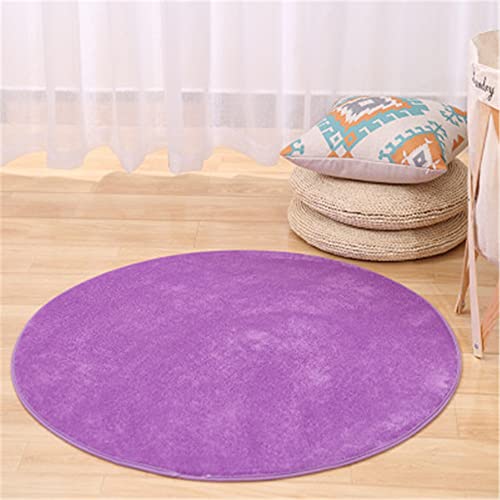 Morbuy Runder Teppich Innenbereich, Einfarbig Korallenvlies Flur Teppich Polyester Wohnzimmer Fussabstreifer rutschfest und Waschbar Praktische Fußabtreter (120cm,Violett) von Morbuy