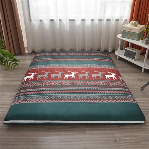 Morbuy Rundumschutz Matratzenbezug mit Reißverschluss Matratzenschoner Komfort Encasing Bettwäsche, Atmungsaktiv Umhüllung Zwischenbezug für die Matratze (135x200cm,Weihnachtselch) von Morbuy