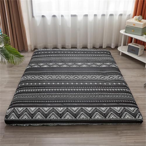 Morbuy Rundumschutz Matratzenbezug mit Reißverschluss Matratzenschoner Komfort Encasing Bettwäsche, Atmungsaktiv Umhüllung Zwischenbezug für die Matratze (180x200cm,schwarzer Boho) von Morbuy