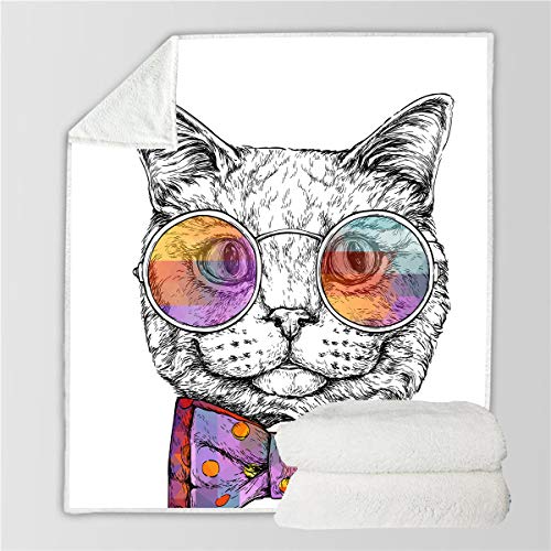 Morbuy Samt Leichte Decke, 3D Kuscheldecke Sofadecke Bettüberwurf Erhältlich Decke Tagesdecke Decke für Sofa und Bett Falten-beständig Schmusedecke (150x200cm,Katze) von Morbuy
