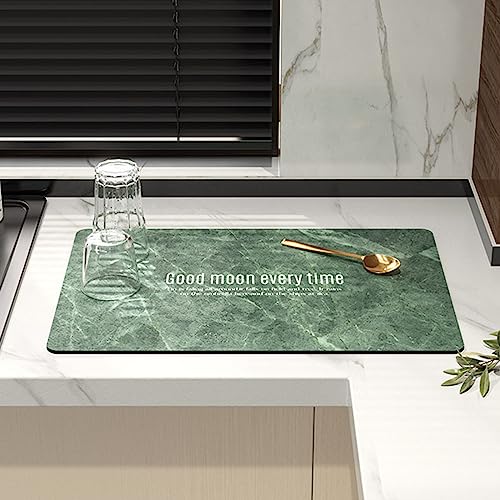 Morbuy Saugfähig Abtropfmatte für die Küche, Marmor Muster Abtropfmatte Spüle Geschirrabtropfmatte Schnelltrocknend Trockenmatte Anti-Rutsch Kaffeemaschine Matte Unterlage (40x50cm,Grün) von Morbuy