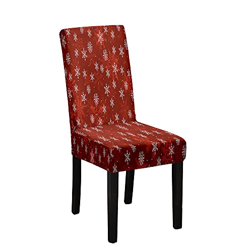 Morbuy Schneeflockendruck Stuhlhussen Stretch Stuhlbezug für Esszimmerstühle, Waschbarer Stuhlhussen Schwingstühle Stuhlüberzug für Haus Hotel Hochzeit Partys Dekor (10er Set,Rot) von Morbuy