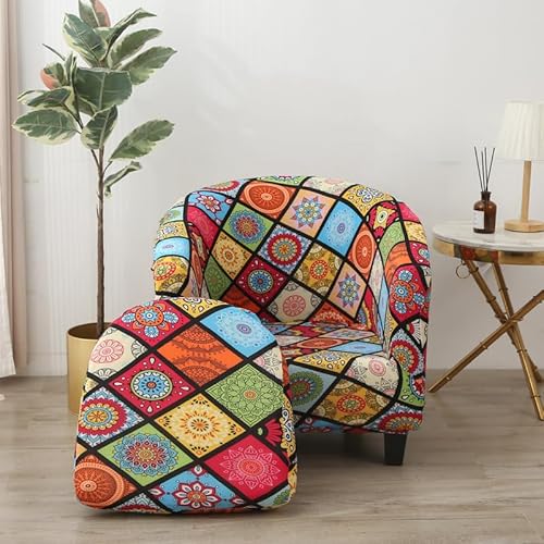 Morbuy Sesselbezug Stretch, 2er Set Sessel Überzug Universal Sesselhussen Waschbar Sesselüberzug Hussen Cocktailsessel Clubsessel Überzug - Weich, Elastisch, Moderne Drucke (Boho) von Morbuy