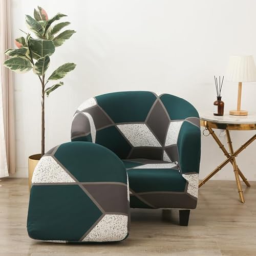 Morbuy Sesselbezug Stretch, 2er Set Sessel Überzug Universal Sesselhussen Waschbar Sesselüberzug Hussen Cocktailsessel Clubsessel Überzug - Weich, Elastisch, Moderne Drucke (Dunkelgrün) von Morbuy