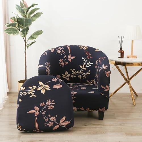 Morbuy Sesselbezug Stretch, 2er Set Sessel Überzug Universal Sesselhussen Waschbar Sesselüberzug Hussen Cocktailsessel Clubsessel Überzug - Weich, Elastisch, Moderne Drucke (Marineblau) von Morbuy