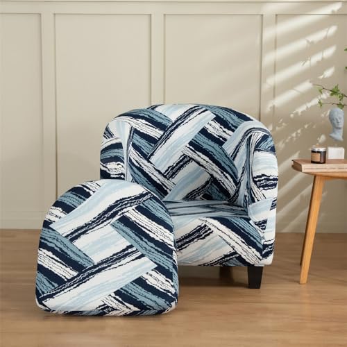 Morbuy Sesselbezug Stretch, 2er Set Sessel Überzug Universal Sesselhussen Waschbar Sesselüberzug Hussen Cocktailsessel Clubsessel Überzug - Weich, Elastisch (Abstraktes Blau) von Morbuy