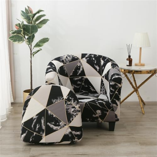 Morbuy Sesselbezug Stretch, 2er Set Sessel Überzug Universal Sesselhussen Waschbar Sesselüberzug Hussen Cocktailsessel Clubsessel Überzug - Weich, Elastisch (Marmor schwarz) von Morbuy