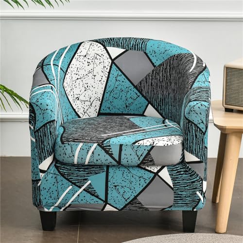 Morbuy Sesselbezug Stretch mit Armlehne, 2er Set Sessel Überzug Universal Sesselhussen Stretch Weich Sesselüberzug Elastisch Hussen für Clubsessel Cocktailsessel (Blau Abstrakt) von Morbuy