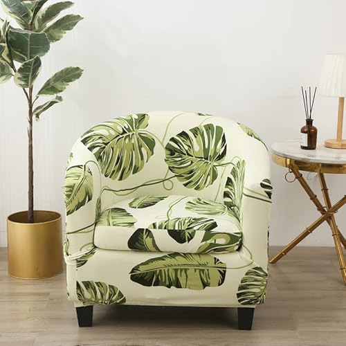 Morbuy Sesselbezug Stretch mit Armlehne, 2er Set Sessel Überzug Universal Sesselhussen Stretch Weich Sesselüberzug Elastisch Hussen für Clubsessel Cocktailsessel (Pflanze Blatt) von Morbuy