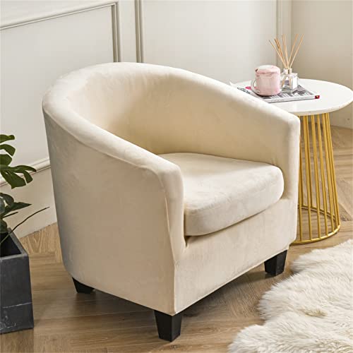 Morbuy Sesselbezug Stretch mit Armlehne, 2er Set Sessel Überzug Universal Sesselhussen Stretch Weich Sesselüberzug Elastisch Hussen für Clubsessel Cocktailsessel (Plüsch-Beige) von Morbuy