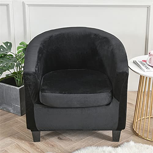 Morbuy Sesselbezug Stretch mit Armlehne, 2er Set Sessel Überzug Universal Sesselhussen Stretch Weich Sesselüberzug Elastisch Hussen für Clubsessel Cocktailsessel (Plüsch-Schwarz) von Morbuy