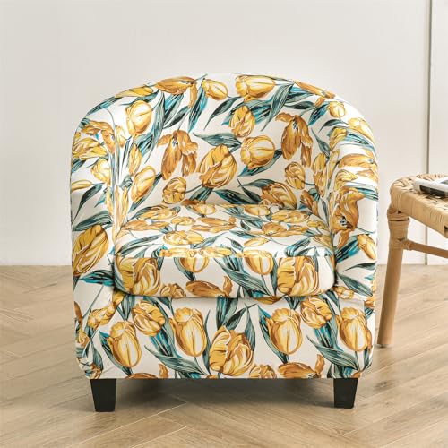 Morbuy Sesselbezug Stretch mit Armlehne, 2er Set Sessel Überzug Universal Sesselhussen Stretch Weich Sesselüberzug Elastisch Hussen für Clubsessel Cocktailsessel (Tulpe) von Morbuy