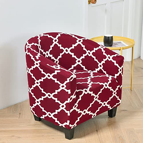 Morbuy Sesselhussen 1 Sitz, Stretch Sesselbezug Universal Sesselschoner Elastisch Sesselüberwurf Sofahusse mit Armlehnen für Clubsessel Loungesessel Cocktailsessel (Burgunderrot) von Morbuy