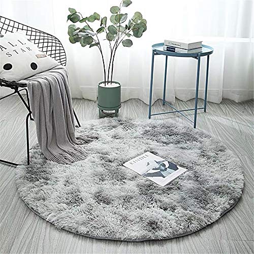 Morbuy Shaggy Teppich Hochflor Runder Plüsch-Matte, Indoor Modern Langflor Carpet Fluffy Anti-Skid Super Soft Area Teppich, Schlafzimmer Wohnzimmer Kinderzimmer Decor Boden (160cm,Wasser grau) von Morbuy