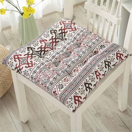 Morbuy Sitzkissen, Böhmen Sitzkissen Outdoor & Indoor, Weiches stuhlkissen mit Bändern, Waschbares Sitzauflagen Gartenmöbel, Steppkissen Stuhlkissen für Esszimmer, Garten (40X40cm-2PC,Beige) von Morbuy