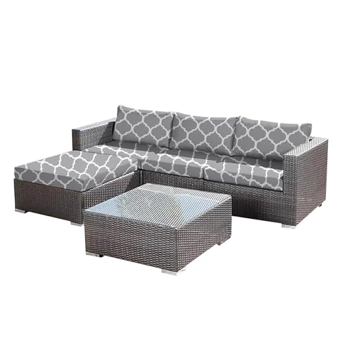 Morbuy Sitzkissen Bezüge Outdoor Wasserdicht mit Reißverschluss, Lounge Sitzkissen Bezüge Couch für Rattanmöbel Abnehmbar Wetterfest Garten Sofabezug (Elegantes Grau,S) von Morbuy