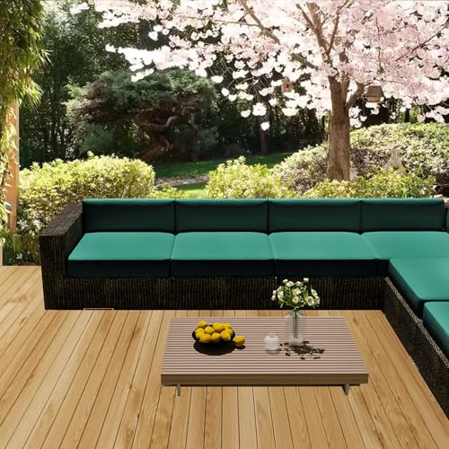 Morbuy Sitzkissen Bezüge Outdoor Wasserdicht mit Reißverschluss, Lounge Sitzkissen Bezüge Couch für Rattanmöbel Abnehmbar Wetterfest Garten Sofabezug (Türkis,55 * 45 * 10cm) von Morbuy