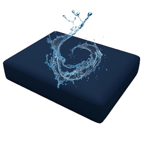 Morbuy Sitzkissen Bezüge für Rattanmöbel, Lounge Möbel Outdoor Sitzkissen Bezüge Gartenmöbel Sitzkissen Bezüge mit Reißverschluss Palettenkissen Bezüge Wasserdicht (60x55x10,Marineblau) von Morbuy