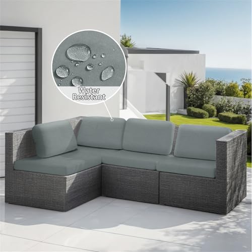 Morbuy Sitzkissen Bezüge für Rattanmöbel Lounge Möbel Sitzkissen Bezüge Gartenmöbel Sitzkissen Bezüge mit Reißverschluss Wasserdicht Palettenkissen Bezüge Schutz (2 Sitzer,Hellgrau) von Morbuy