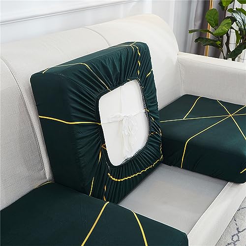 Morbuy Sofa Sitzkissenbezug Stretch, Elastischer Kissenbezüge Universal Husse Überzug Bezug Weich Couch Chaiselüberzüge für Sofa Kissenschutz Bezüge (2-Sitzer Plus,Schwarz Gold) von Morbuy