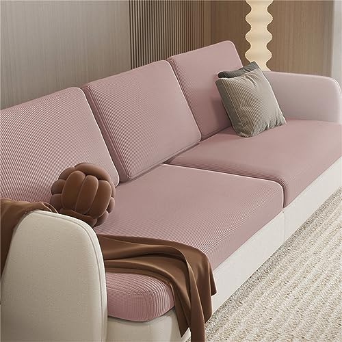 Morbuy Sofa Sitzkissenbezug Stretch, Elastischer Kissenbezüge Universal Husse Überzug Bezug Weich Couch Chaiselüberzüge für Sofa Kissenschutz Bezüge (4-Sitzer Plus,Rosa) von Morbuy