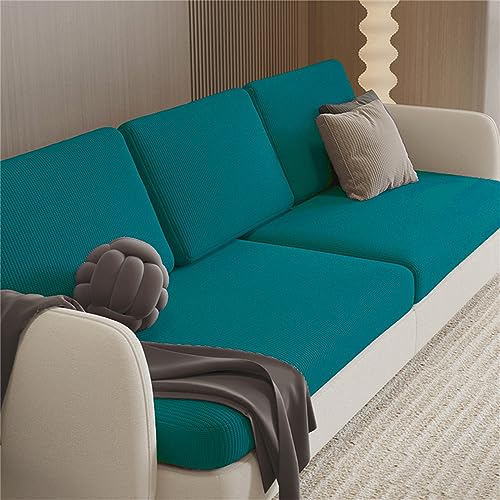 Morbuy Sofa Sitzkissenbezug Stretch, Elastischer Kissenbezüge Universal Husse Überzug Bezug Weich Couch Chaiselüberzüge für Sofa Kissenschutz Bezüge (4-Sitzer Plus,Türkis) von Morbuy