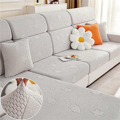 Morbuy Sofa Sitzkissenbezug Stretch, Kissenbezüge Universal Husse Überzug Bezug Weich Elastischer Couch Chaiselüberzüge für Sofa Kissenschutz Bezüge (2-Sitzer Plus,Hellgrau) von Morbuy